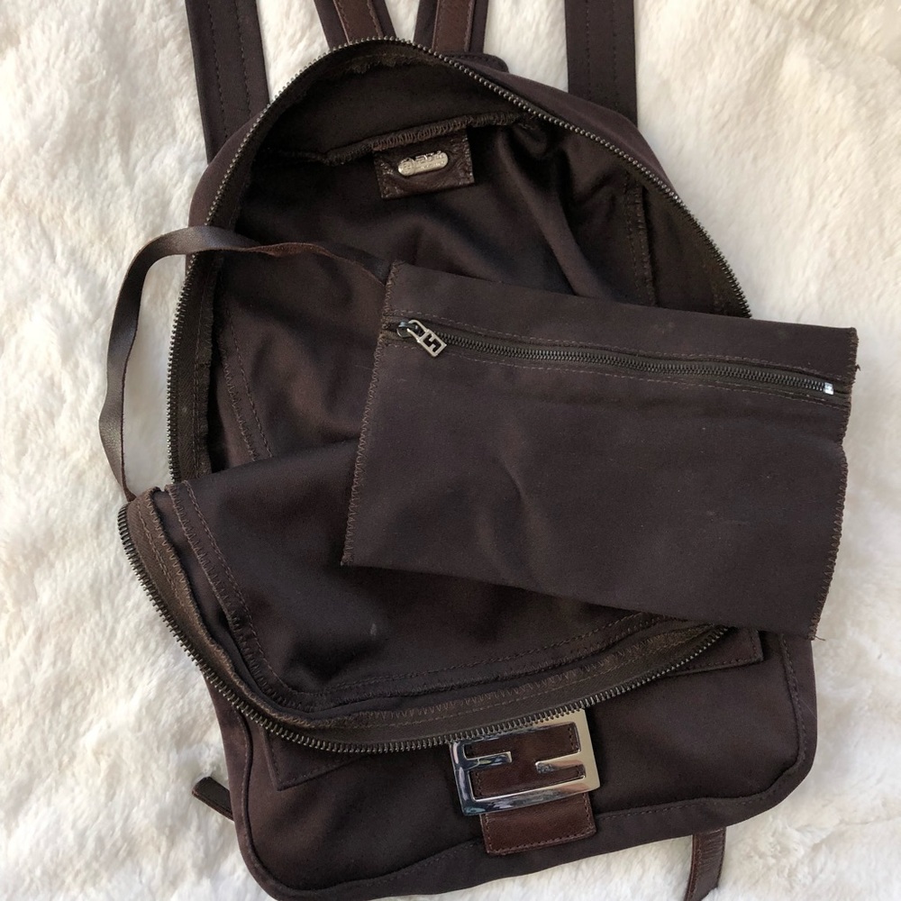 FENDI Brown Nylon Backpack w/ Leather Trim - Picture 6 of 8